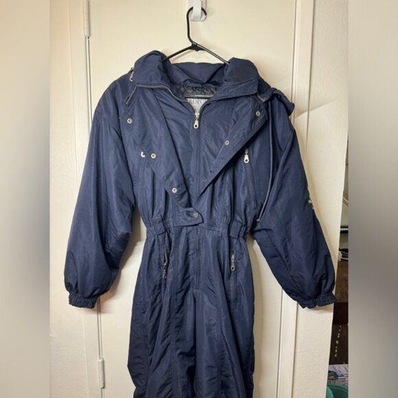 Metropolis by Couloir Navy Blue Hooded Embroidered Ski Snow Winter Suit Size 8 - Picture 2 of 16